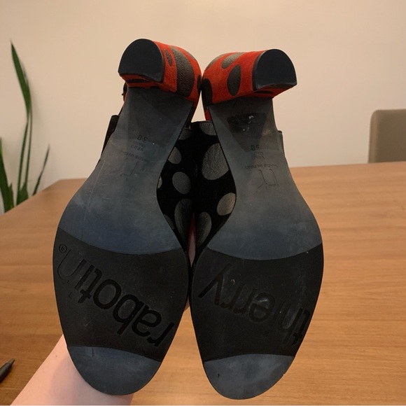 Thierry Rabotin Black and Red Polkadot Leather Heels, Size 38 / 7.5 - Picture 9 of 10